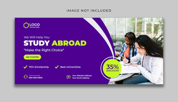 Study abroad social media post or Facebook cover template