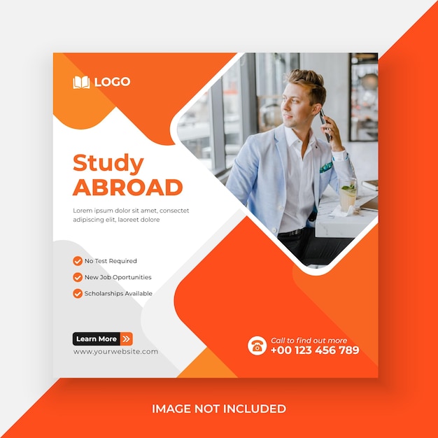 Study abroad social media post and web banner template