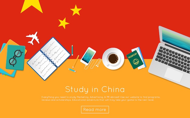 Study in China concept for your web banner