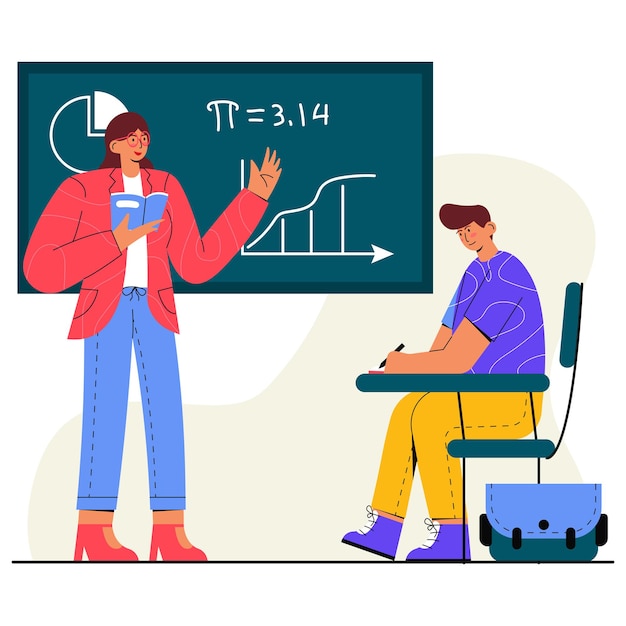 Study with a Teacher Flat Illustration