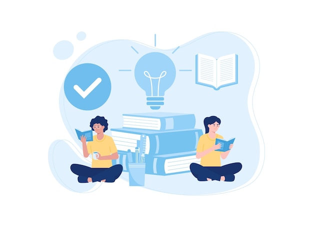 Studying together concept flat illustration