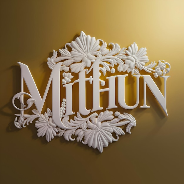 A stunning 3D typography design of the name Mithun