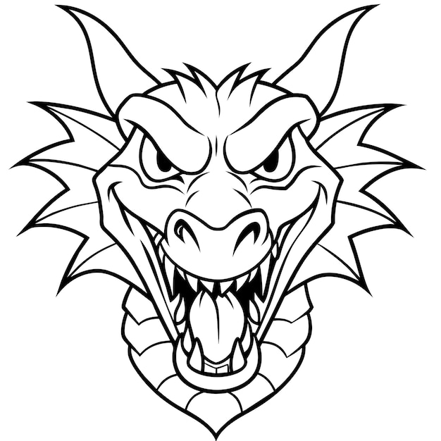 Vector stunning angry dragon head vector on white background