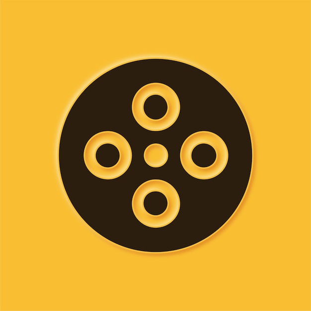 Stunning Embossed Yellow Movie Reel Icon