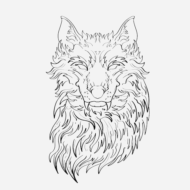 Vector stunning illustration of the wolf's head with intricate details and black and blue colors