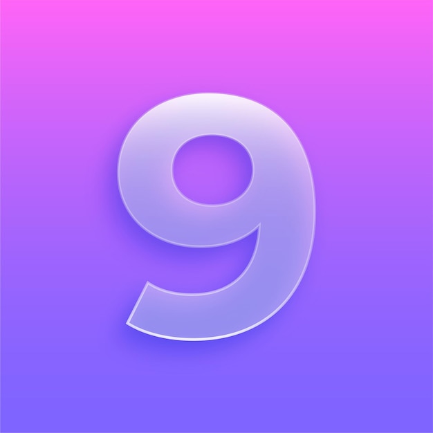 Stunning Modern Glass Morphism Number 9 Icon with Vibrant Background