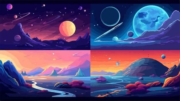 Stunning Set of Space Backgrounds Illustration Vector