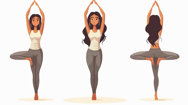 Vector stunning young woman practicing yoga with back raise pose