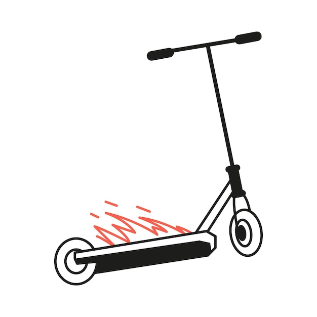 Stunt scooter on fire line art