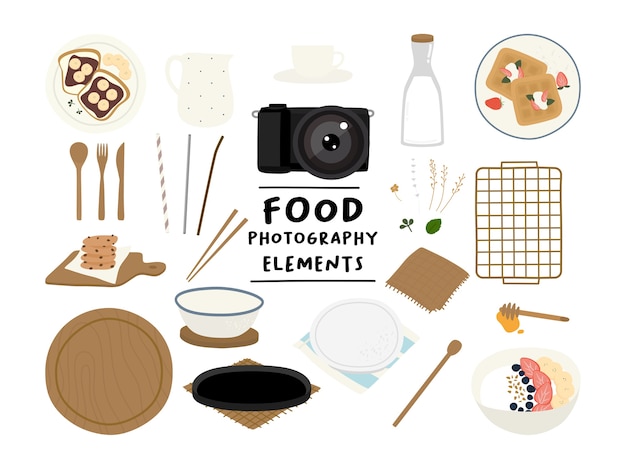 Styling food photography kit elements sign