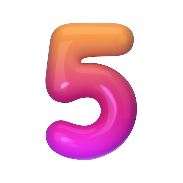 Stylish 3D number 5 with red and purple gradient Modern vibrant and abstract Perfect for digital art graphic design and creative projects Vector illustration