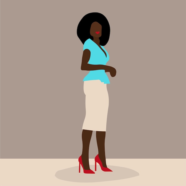 Stylish African Woman in elegant line art style vector abstract