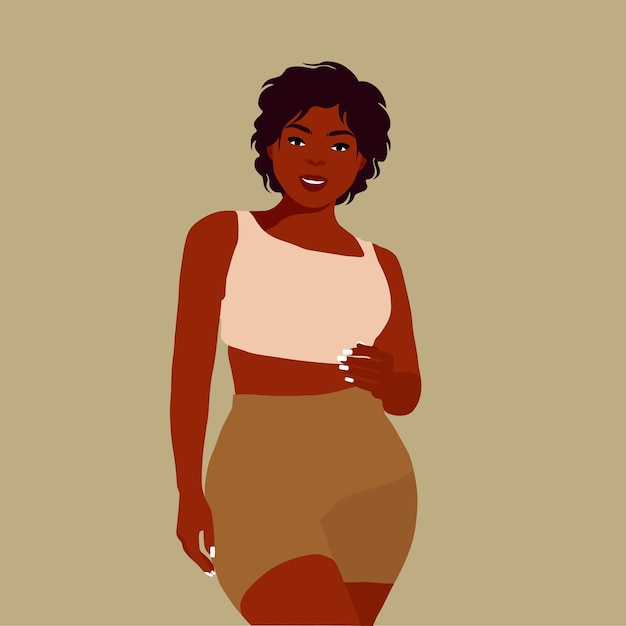 Stylish afro black woman in elegant art style vector