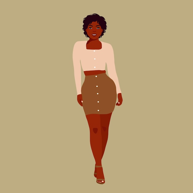 Stylish afro black woman in elegant art style vector