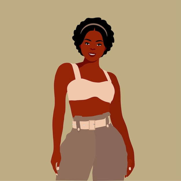 Stylish afro black woman in elegant art style vector