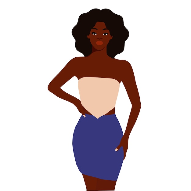 Stylish afro black woman in elegant art style vector