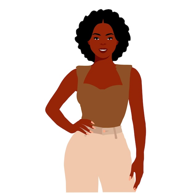 Stylish afro black woman in elegant art style vector