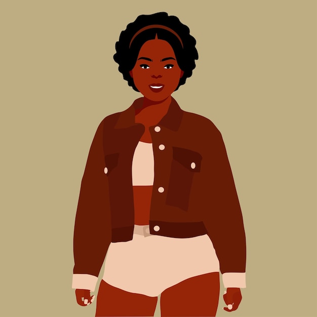 Stylish afro black woman in elegant art style vector