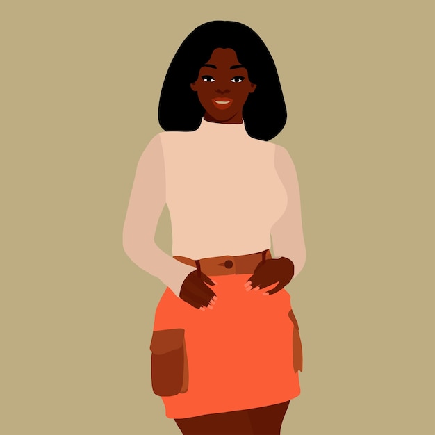 Vector stylish afro black woman in elegant art style vector