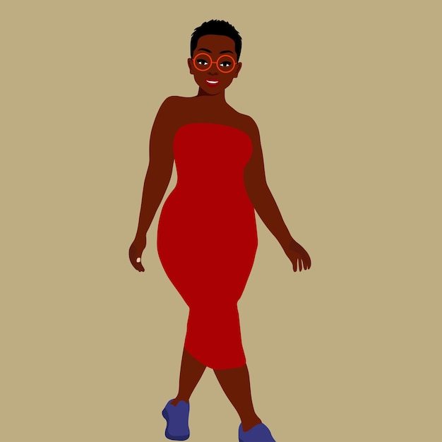 Stylish afro black woman in elegant art style vector