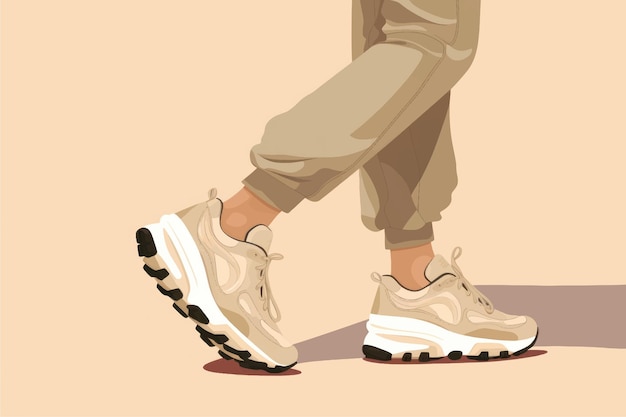 Stylish beige sneakers illustration