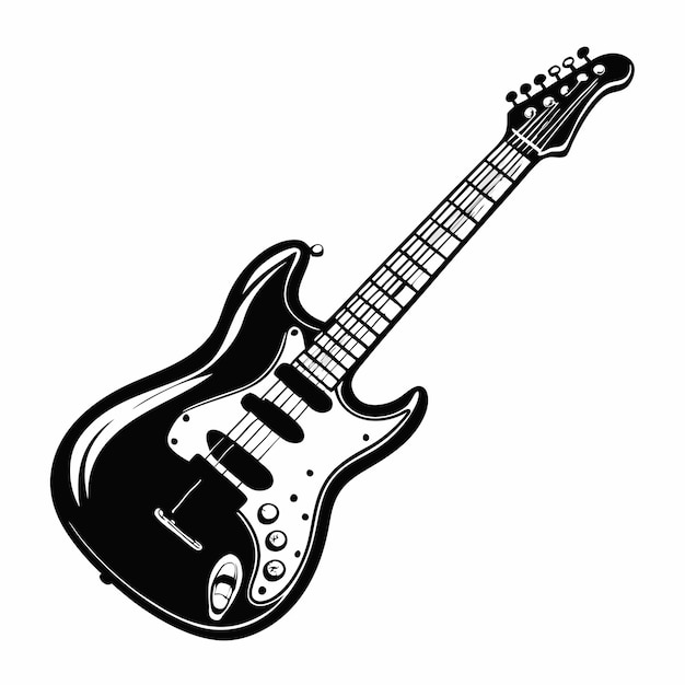 Vector stylish black electric guitar illustration for music enthusiasts