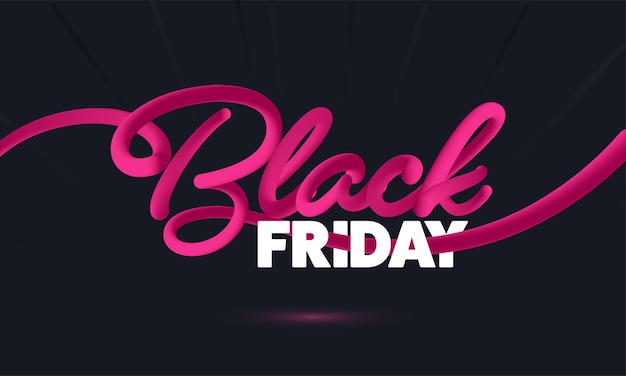 Stylish Black Friday Lettering Against Black Rays Background