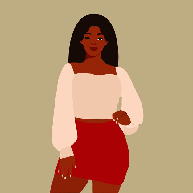 Stylish black woman in elegant art style vector