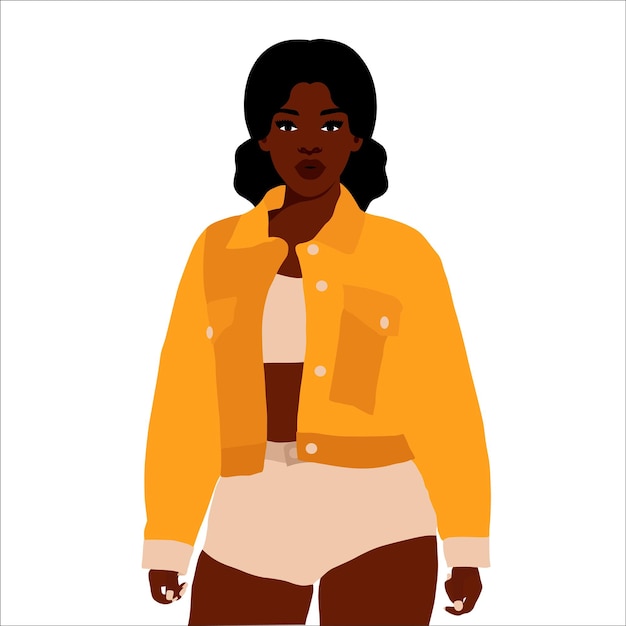 Stylish black woman in elegant art style vector