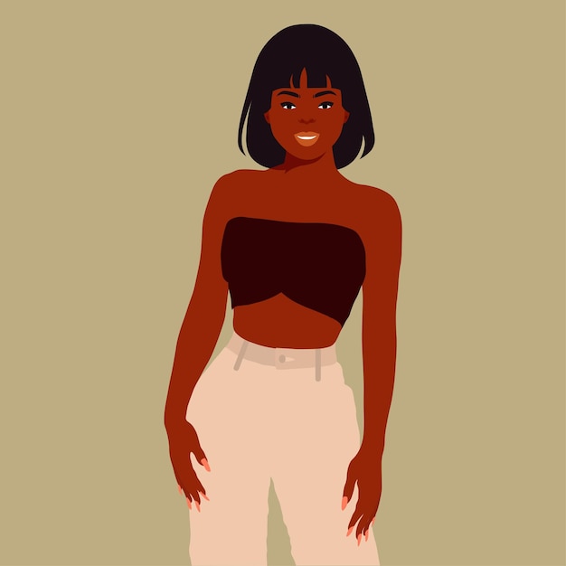 Stylish black woman in elegant art style vector