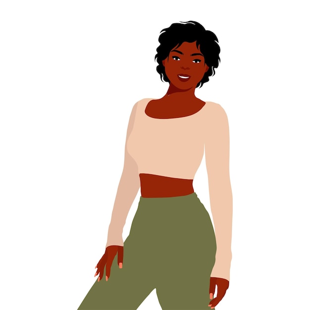 Stylish black woman in elegant art style vector