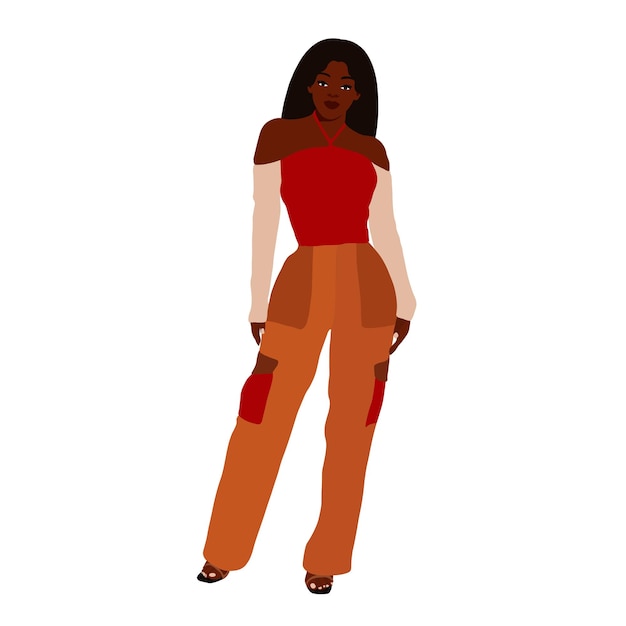 Stylish black woman in elegant art style vector