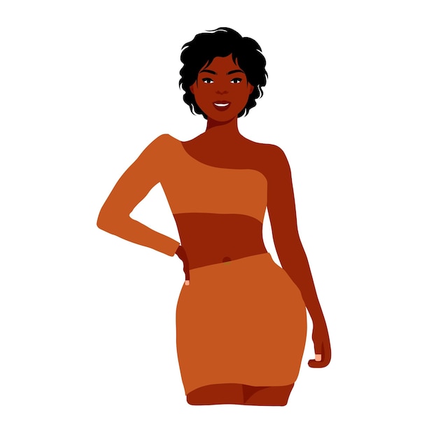 Stylish black woman in elegant art style vector