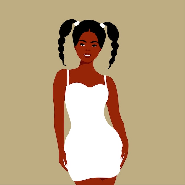 Stylish black woman in elegant art style vector