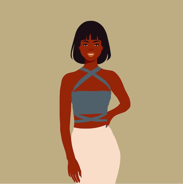 Stylish black woman in elegant art style vector