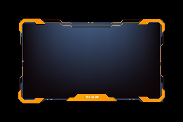 Stylish broadcast gaming overlay design with abstract digital shapes Gaming overlay and screen interface decoration for online gamers Live streaming overlay design with yellow and dark colors