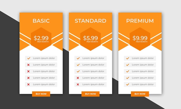 Stylish business price table plans web template