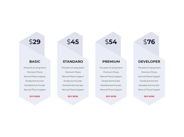 Stylish business pricing table template