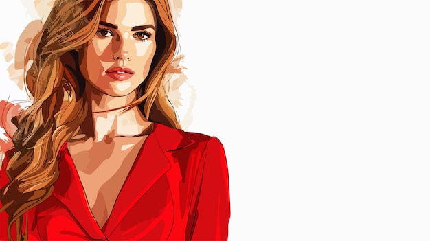 Vector stylish businesswoman in red dress professional portrait