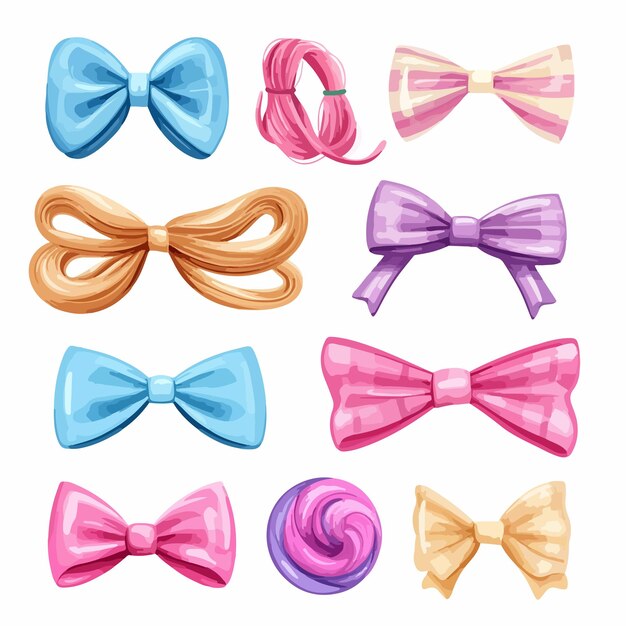 Vector stylish collection of hair clips and hair ties vector illustration