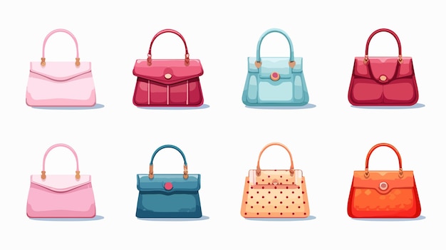 Vector stylish collection of handbags on white background