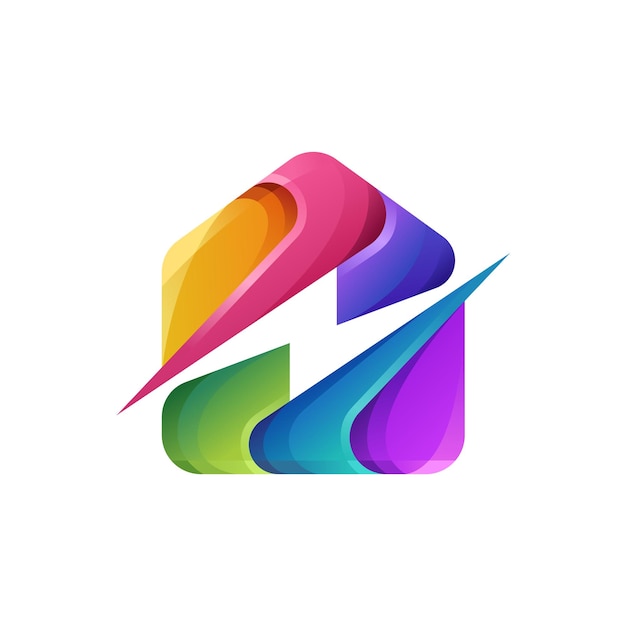 Stylish Colored Electrical House Logo for Home Automation and Smart Home Brands