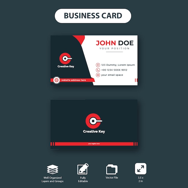 Stylish Design Business Card Template (red)