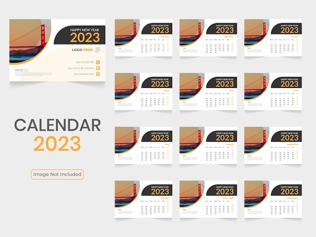 Stylish desk calendar new year template 2023