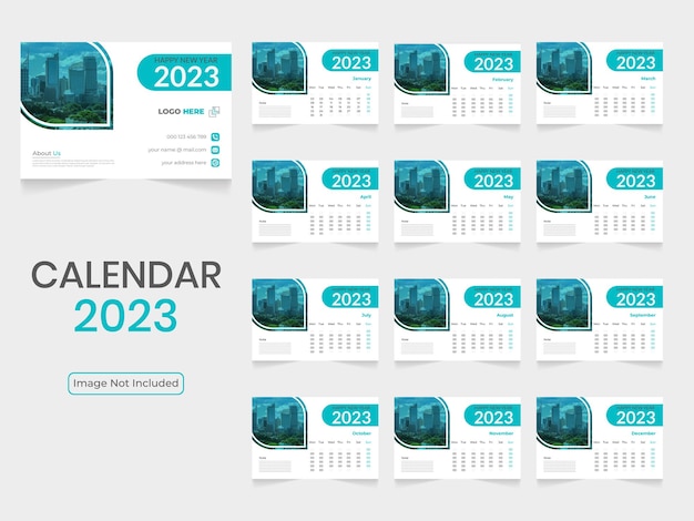 Stylish desk calendar new year template 2023