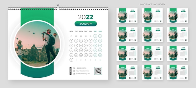 Stylish desk calendar template 2022