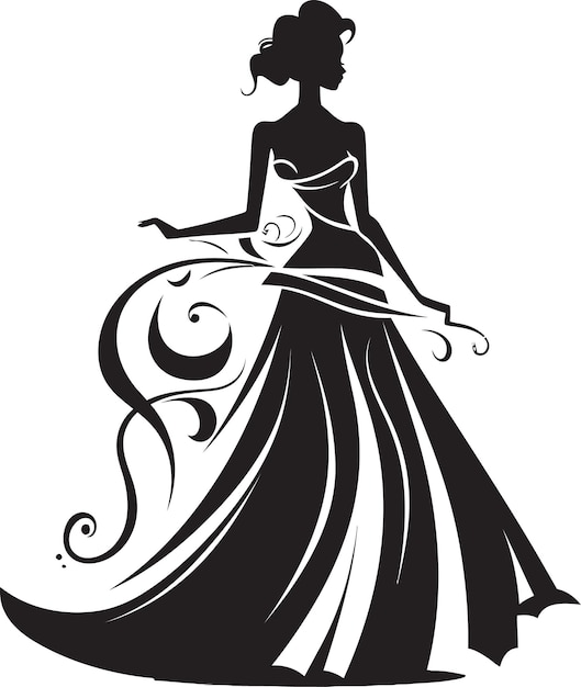 Stylish Ensemble Black Dress Icon Glamorous Threads Vector Dress Emblem