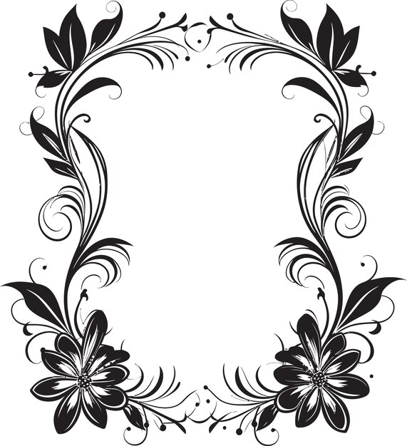 Stylish Essence Artistic Decorative Frame Vector Logo Minimalist Grandeur Black Frame Icon Vector D