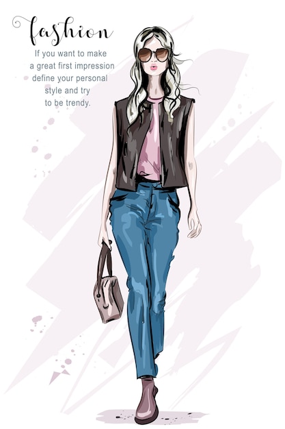 Stylish fashion woman illustration