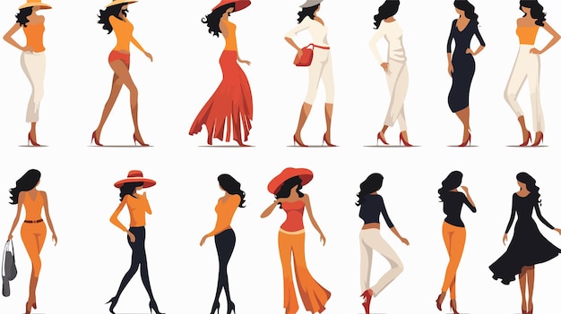 Stylish Fashion Woman Silhouette Poses Isolated